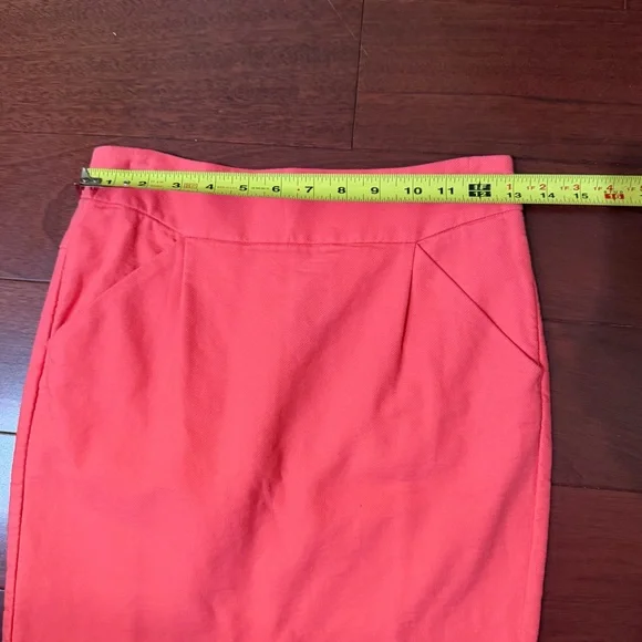 J. Crew The Pencil Skirt Coral Orange Cotton Size 0 - Picture 4 of 7